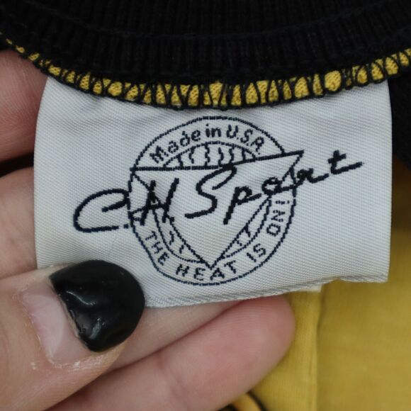 CH Sports Shirt Womens M Yellow Front Button Short Sleeve Pockets Collared Top - Picture 2 of 16